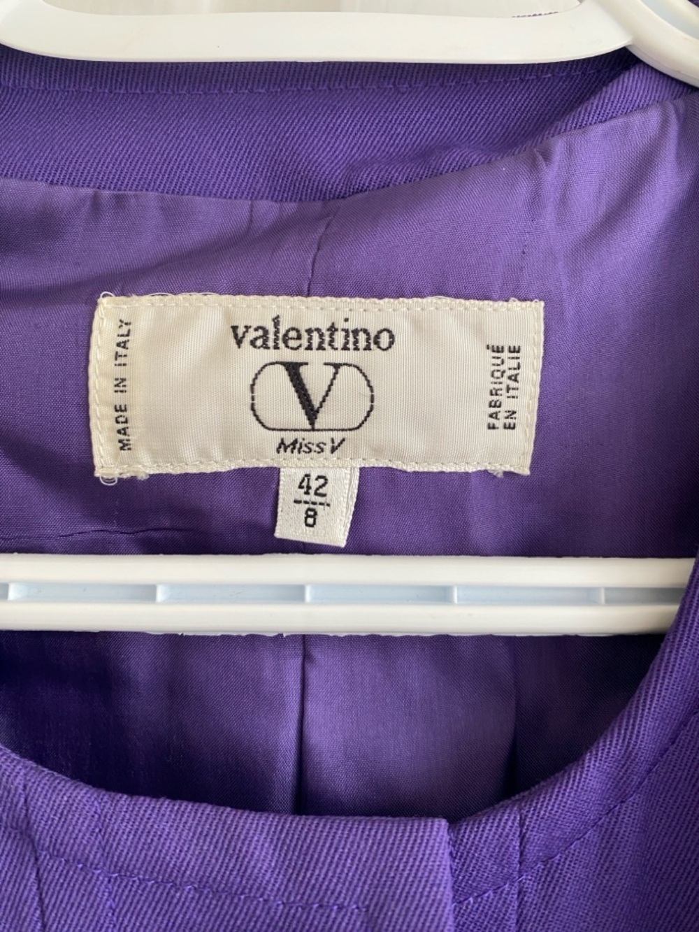 Valentino Miss V Royal Purple Wool Italy Trapeze Swing Coat Vintage 1990s - Picture 2 of 12